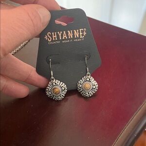 Shyanne Silver and Brown Ornate Earrings